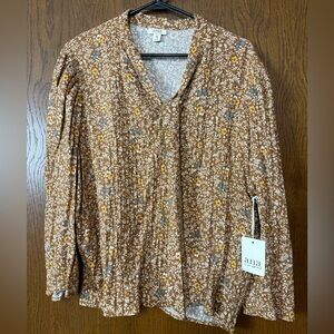 a.n.a Brown and Blue Floral Top NWT